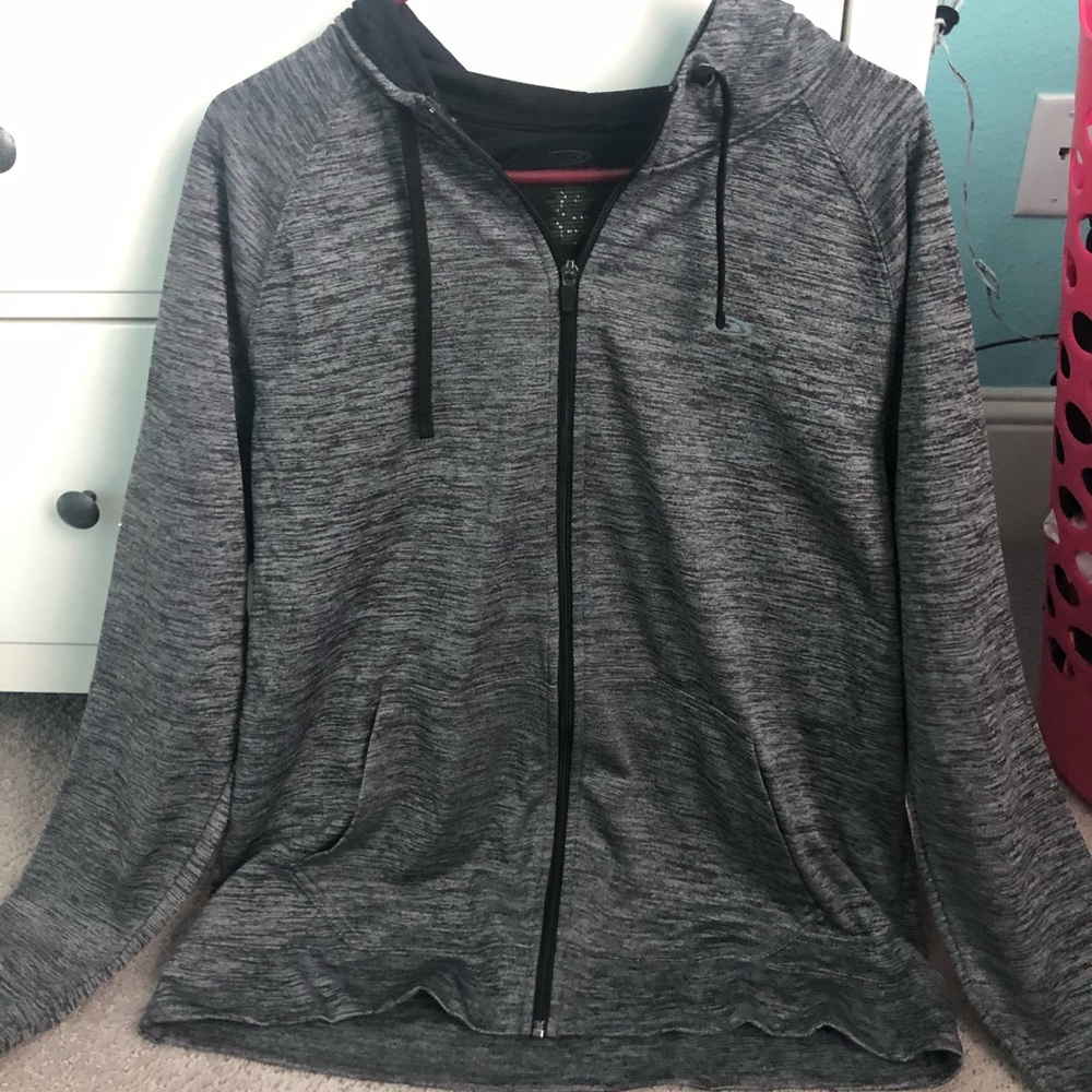 Gray zip up with hood